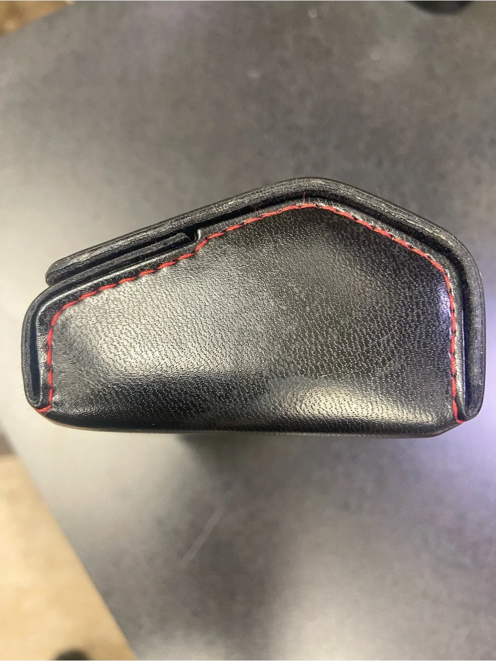 Valentino Black Leather Sunglasses Case with Red Stitching and Gold Snap